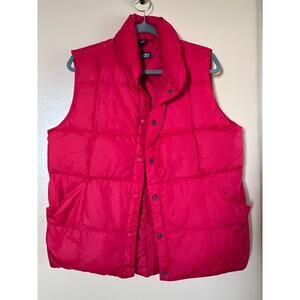 Vintage 90s Lands' End Red Goose Down Puffer Vest — Size M 10/12 Regular Nylon